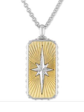 Esquire Men's Jewelry Diamond Starburst Dog Tag 22" Pendant 1/8 Ct T.W.